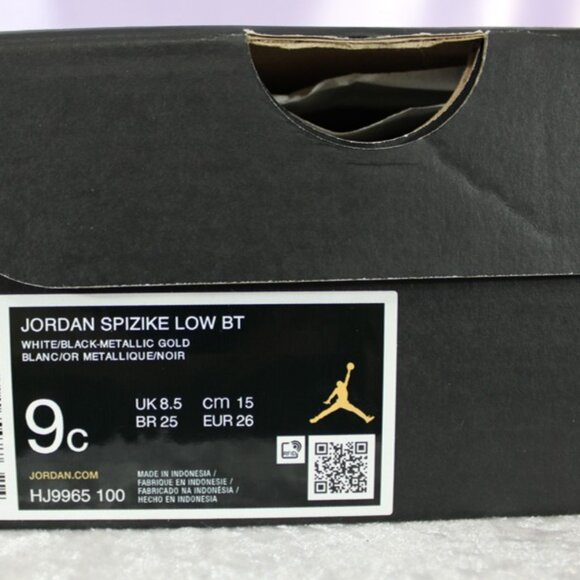Jordan Spizike Low BT Toddler Size 9C White Black Metallic Gold - Picture 9 of 10